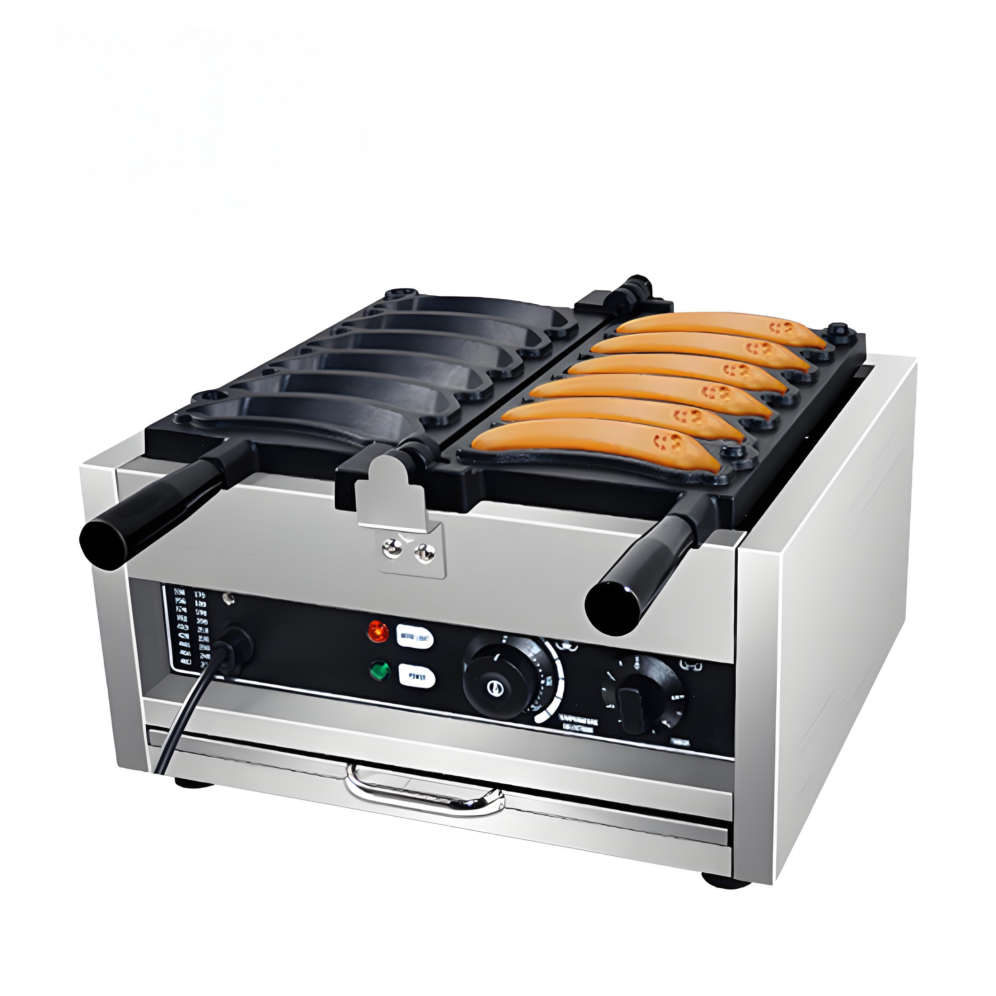 Waffle Maker Commercial - 業務用電気バナナ型クリスピーメーカースナックマシン、チーズチョコレートワッフルケーキ用業務用ワッフルベーカー