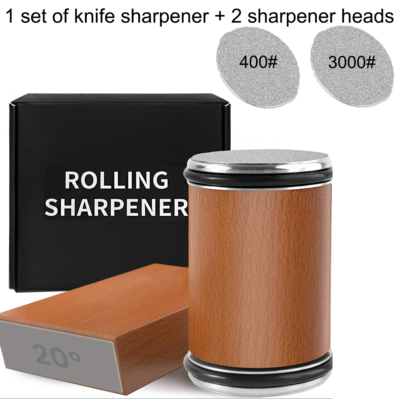 Commercial Kitchen Knife Set - 15/22 ° デュアルアングルナイフシャープナー、磁気ダイヤモンド砥石ローラー、ナイフ研ぎセット – キッチンアクセサリー