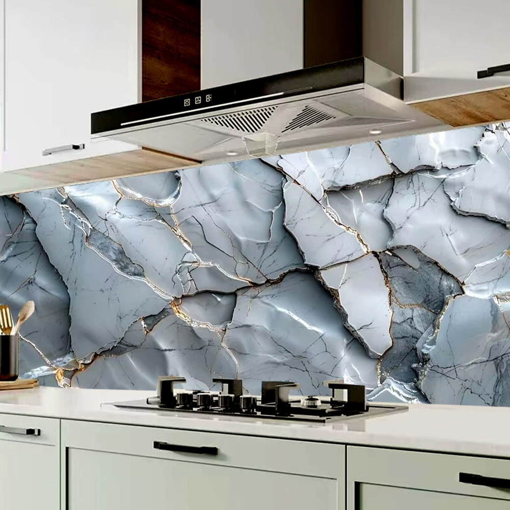 Commercial Kitchen Vinyl - 簡単に貼れる3Dゴールド御影石壁紙 – 防水、取り外し可能なビニール、キッチン、寝室、バスルーム用 – 家庭用および商業用装飾