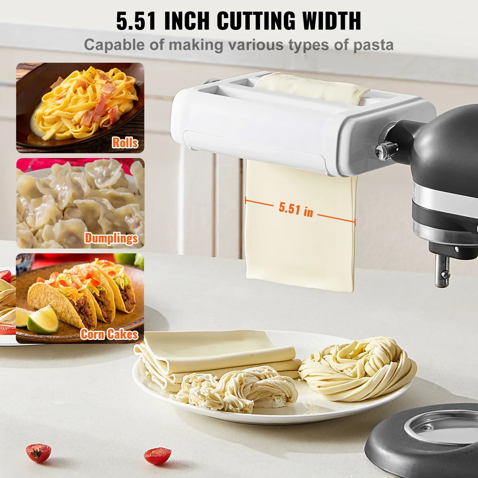 Commercial Kitchenaid - キッチン用3 in 1パスタメーカーアタッチメントセット,スタンドミキサー,シートローラー,スパゲッティカッター,クリーニングブラシ