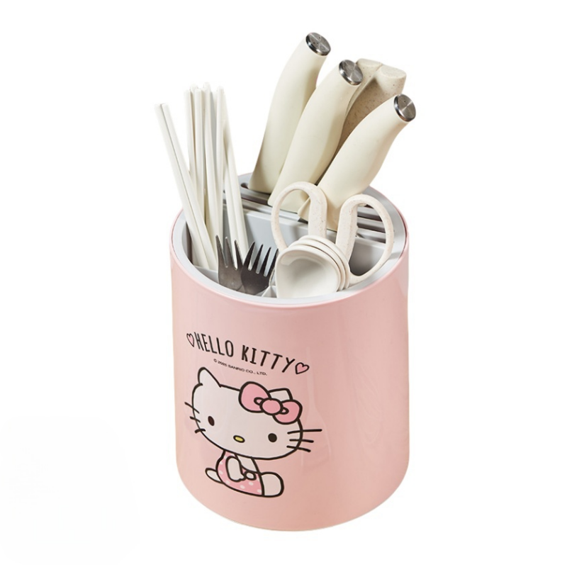 Commercial Kitchen Knife Set - 漫画ハローキティクロミシナモロールロータリーナイフホルダーキッチンカウンタートップ多機能包丁箸収納ボックス