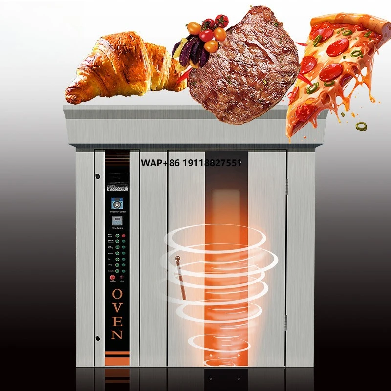 Rotary Bakery Oven - 業務用回転式ガスオーブン、パン焼き用、32段ステンレスラックオーブン、1年間保証付き