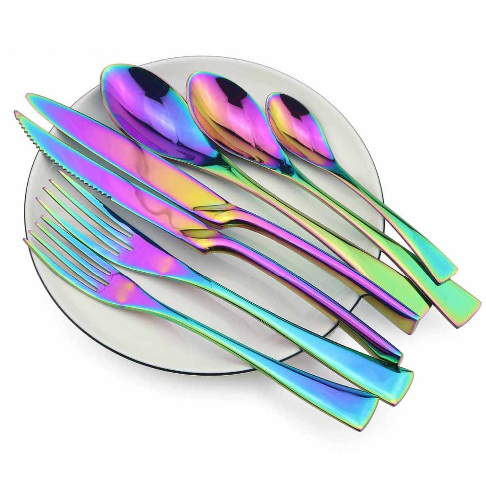 Commercial Kitchen Knife Set - 1 個レインボー食器セットカラフルなミラー食器セットステンレス鋼西洋カトラリーセットキッチンアクセサリー