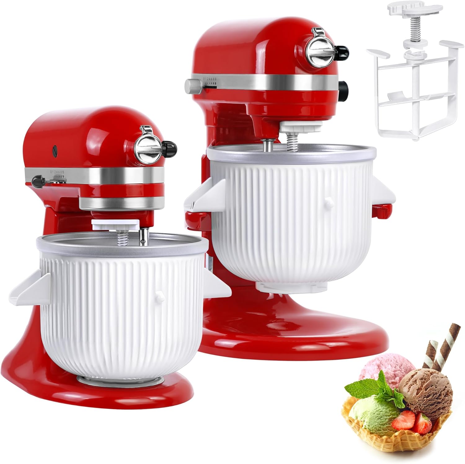 Commercial Kitchenaid - キッチンエイド スタンドミキサー用アイスクリームメーカーアタッチメント - 4.5/5QTおよび6QTモデルと互換性あり、ヨーグルト作り用の2クォートボウル