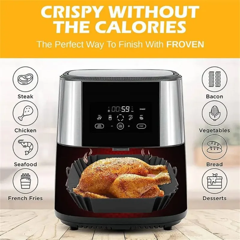 ハンドル付きシリコンエアフライヤーポットトレイ1個、正方形エ - Commercial Kitchen Pans review and price