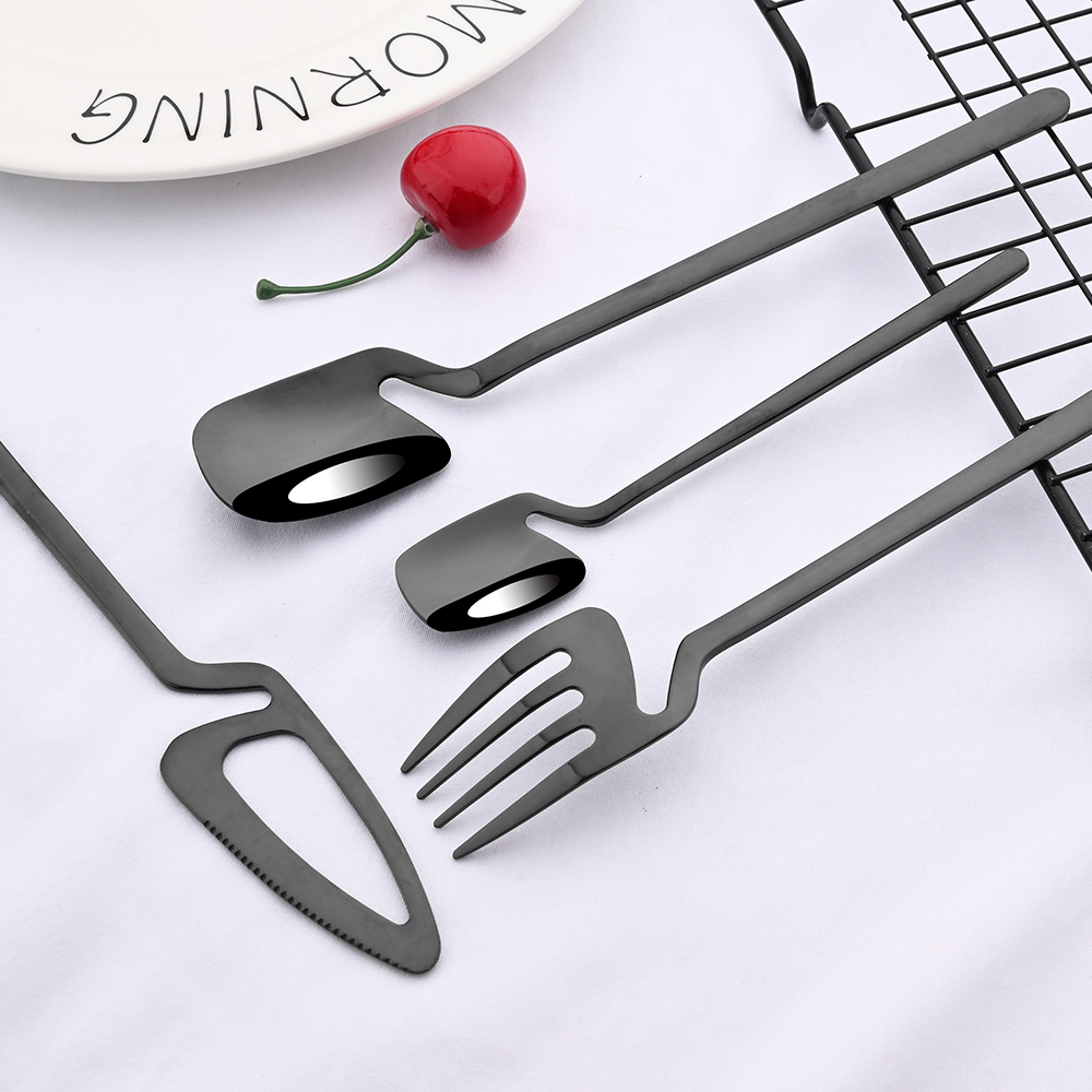 24 個西洋黒食器ステンレス鋼カトラリーセットナイフフォーク - Commercial Kitchen Knife Set review and price