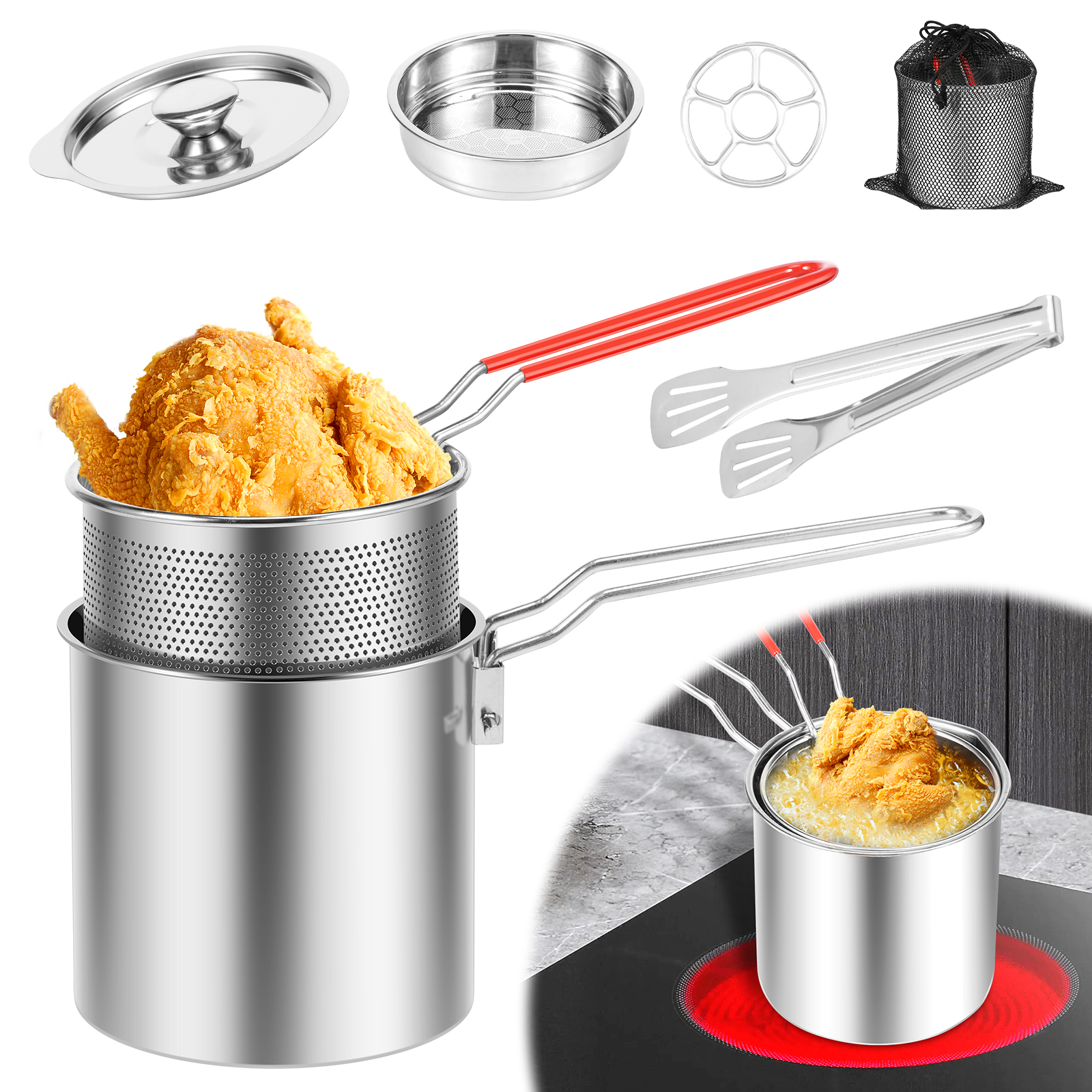 ステンレス製の深型フライヤー鍋、持ち運び可能なキッチン用油揚 - Commercial Kitchen Pans review and price