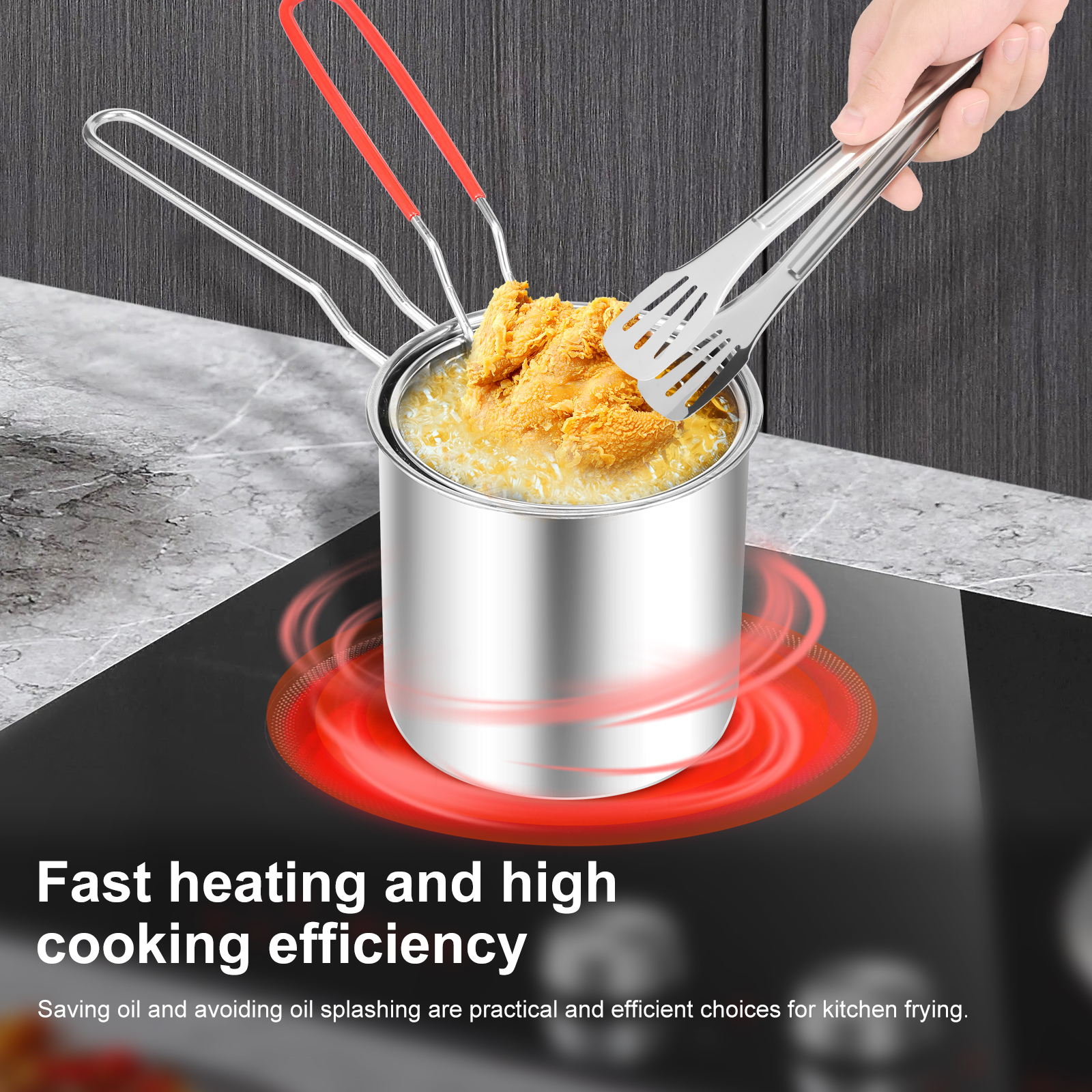 ステンレス製の深型フライヤー鍋、持ち運び可能なキッチン用油揚 - Commercial Kitchen Pans review and price