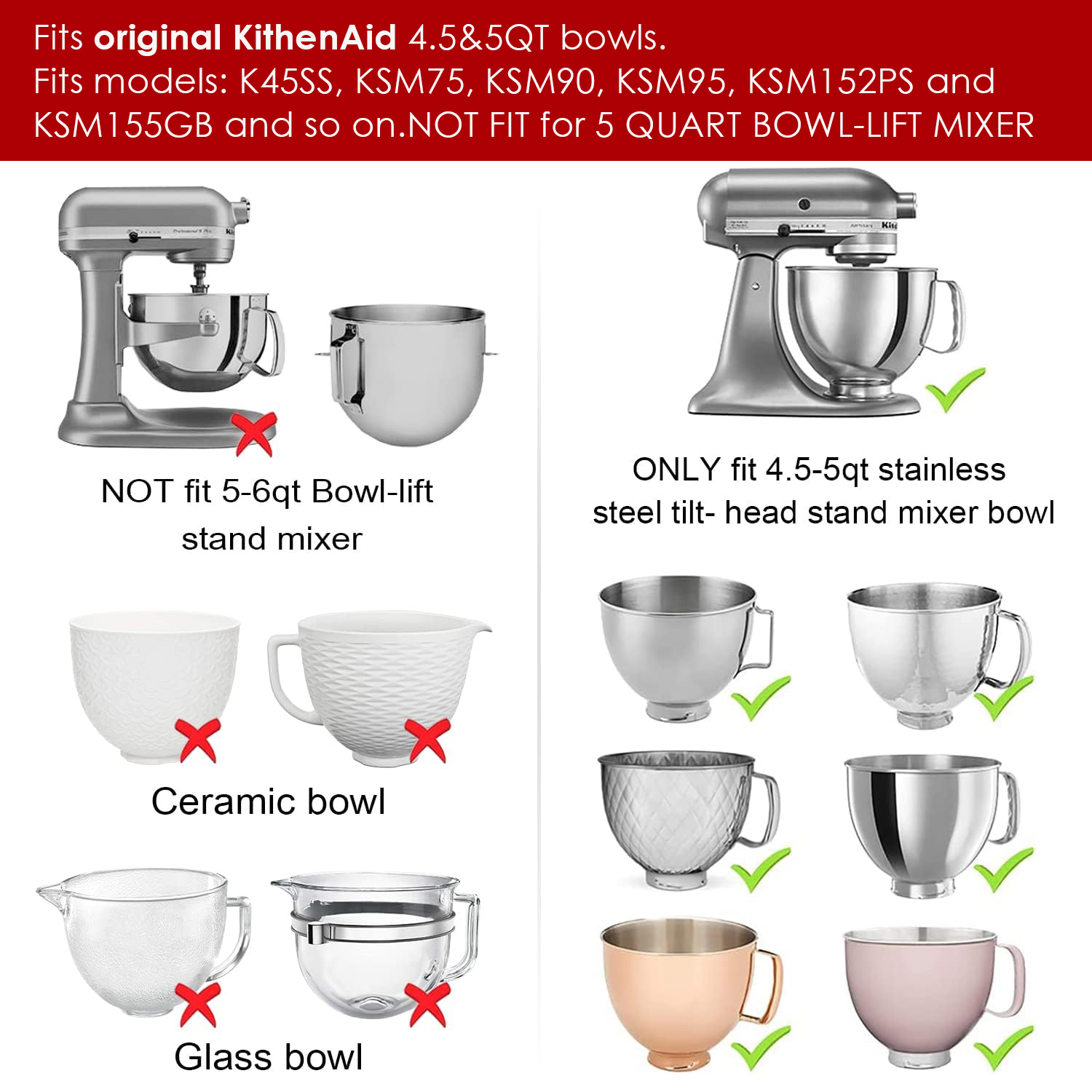 1 個/2 個ミキサーボウルカバーキッチンエイド 4.5-5 - Commercial Kitchenaid review and price