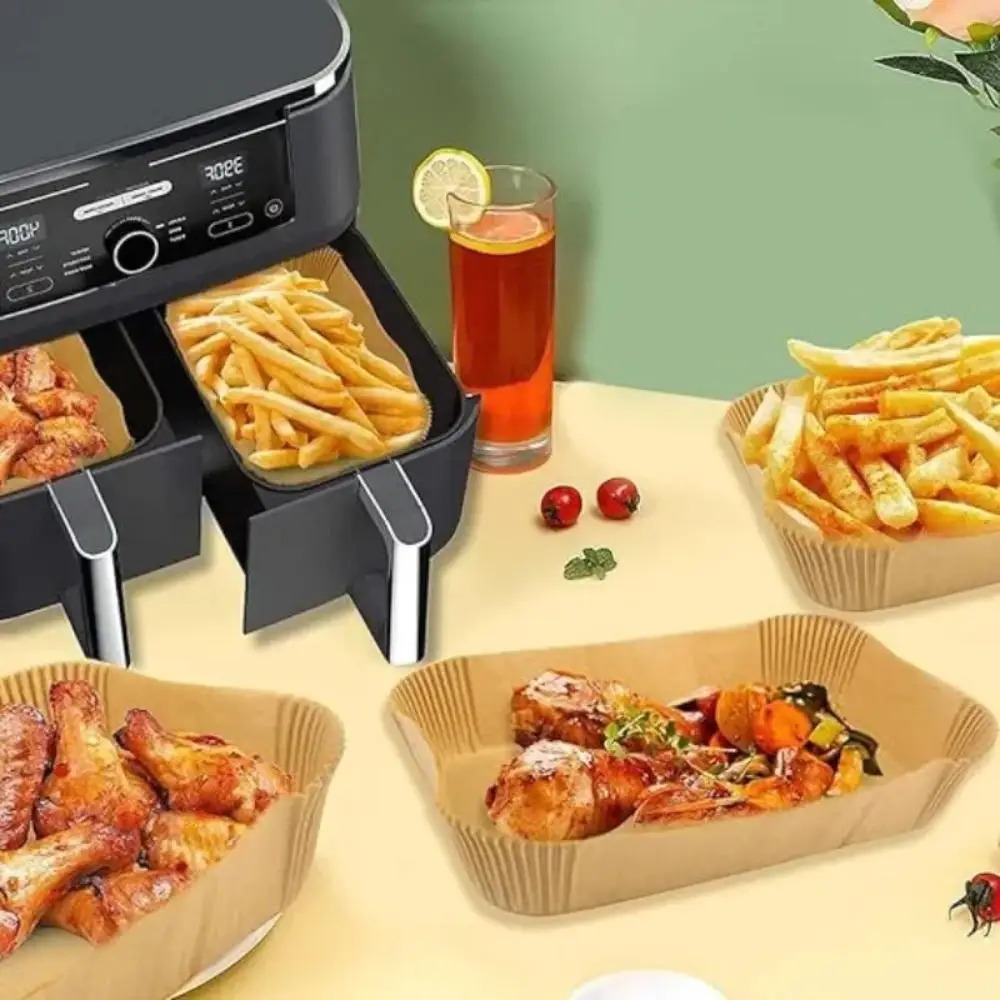 50/100 個使い捨てエアフライヤー紙長方形キッチンベーキ - Commercial Kitchen Pans review and price