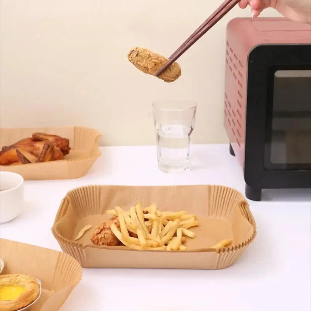 50/100 個使い捨てエアフライヤー紙長方形キッチンベーキ - Commercial Kitchen Pans review and price