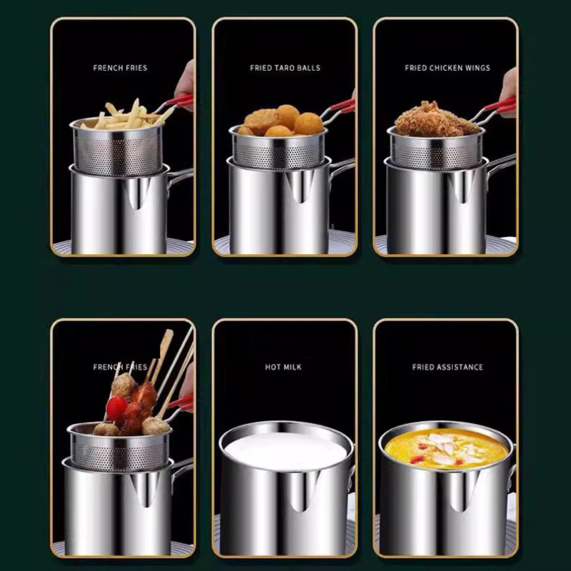 304 ステンレス鋼ディープフライヤーフライバスケット付き多 - Commercial Kitchen Pans review and price