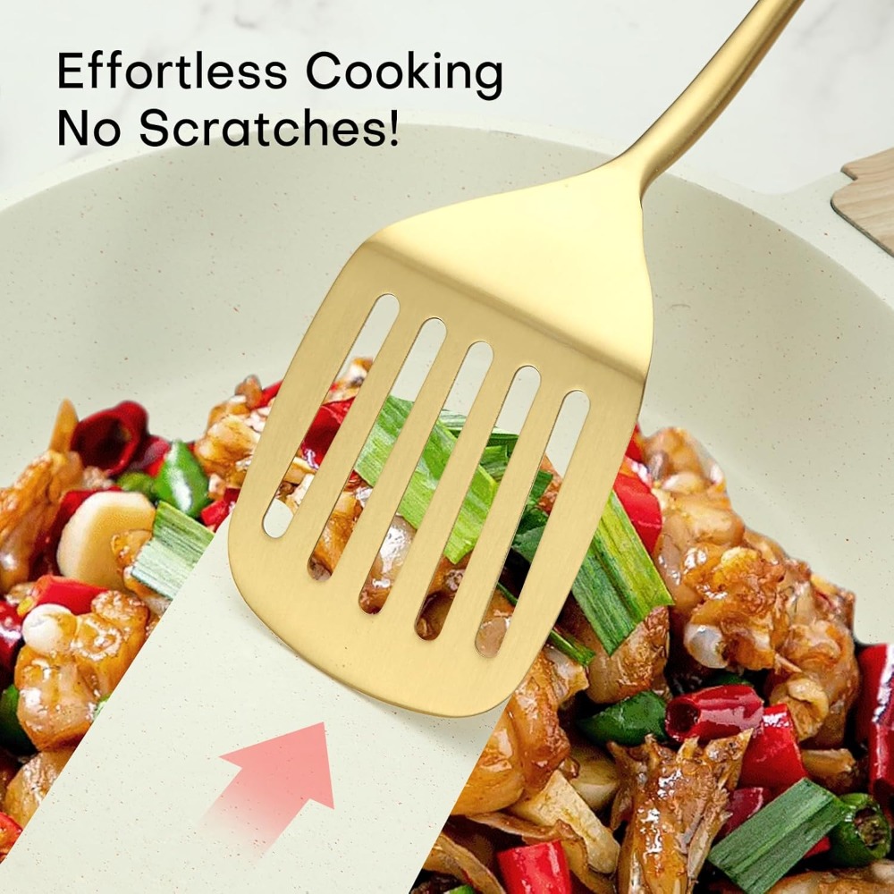 6 個のステンレス鋼の調理スプーン穴あきスプーンターナースパ - Commercial Kitchen Knife Set review and price