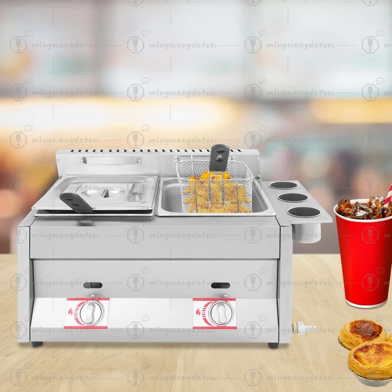 新型業務用ガス式フライヤー 12L 卓上ステンレス製 ダブル - Commercial Kitchen Pans review and price