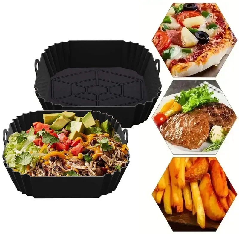 1PC シリコンエアフライヤーバスケット、ピザフライドチキン - Commercial Kitchen Pans review and price
