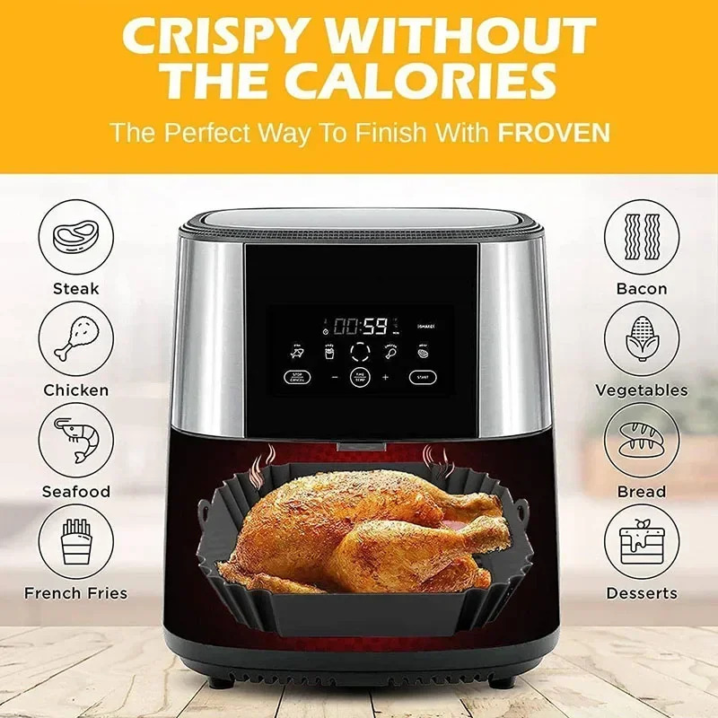 1PC シリコンエアフライヤーバスケット、ピザフライドチキン - Commercial Kitchen Pans review and price