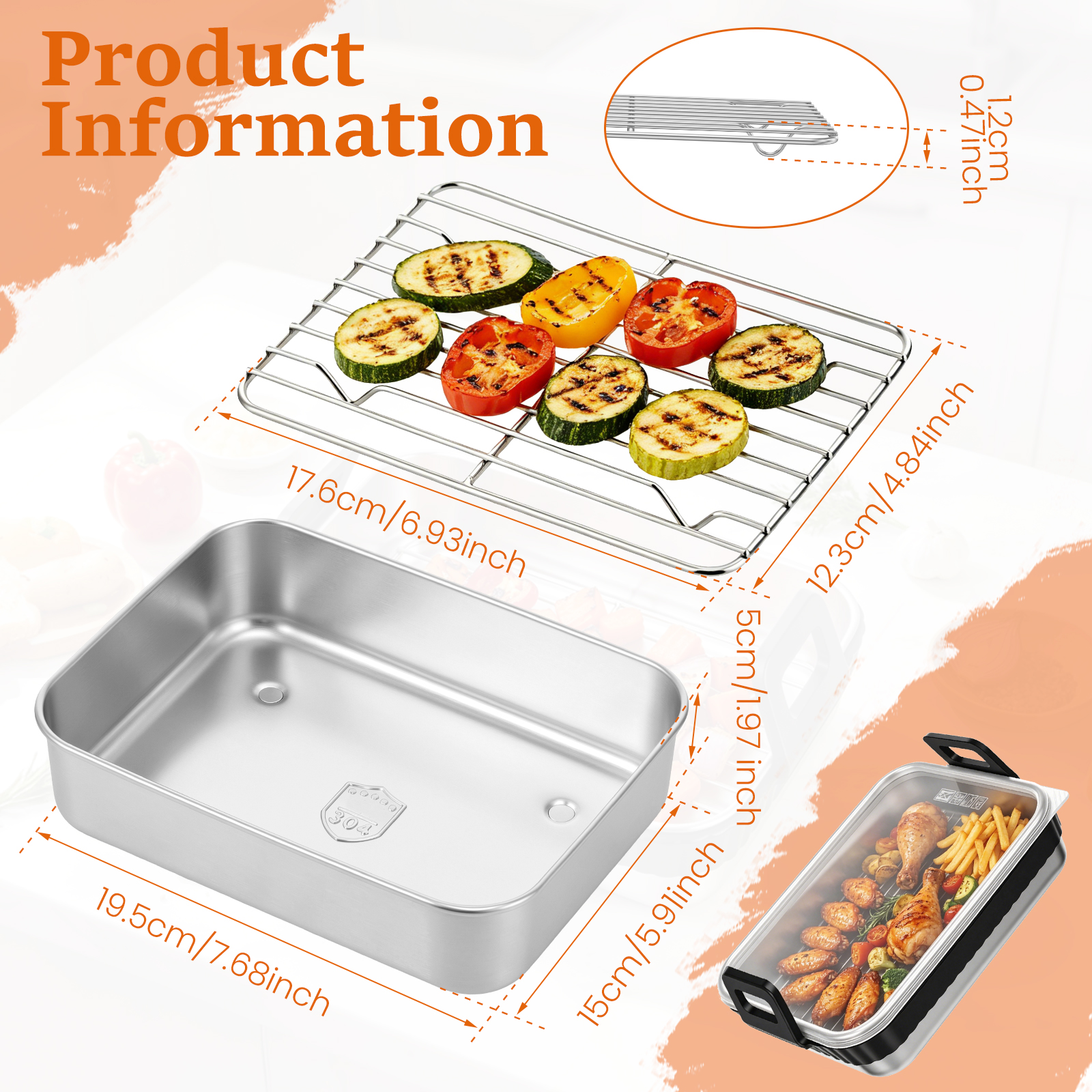 ステンレス製ベーキングパン、水切りラック付きエアフライヤーラ - Commercial Kitchen Pans review and price