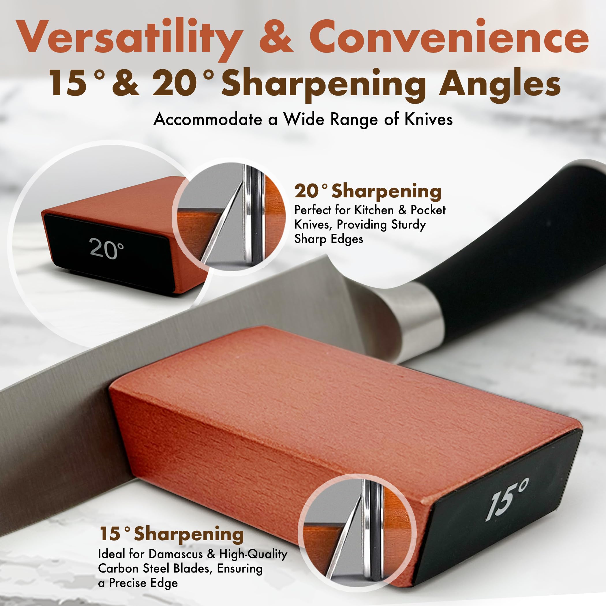 15/22 °   デュアルアングルナイフシャープナー、磁気 - Commercial Kitchen Knife Set review and price