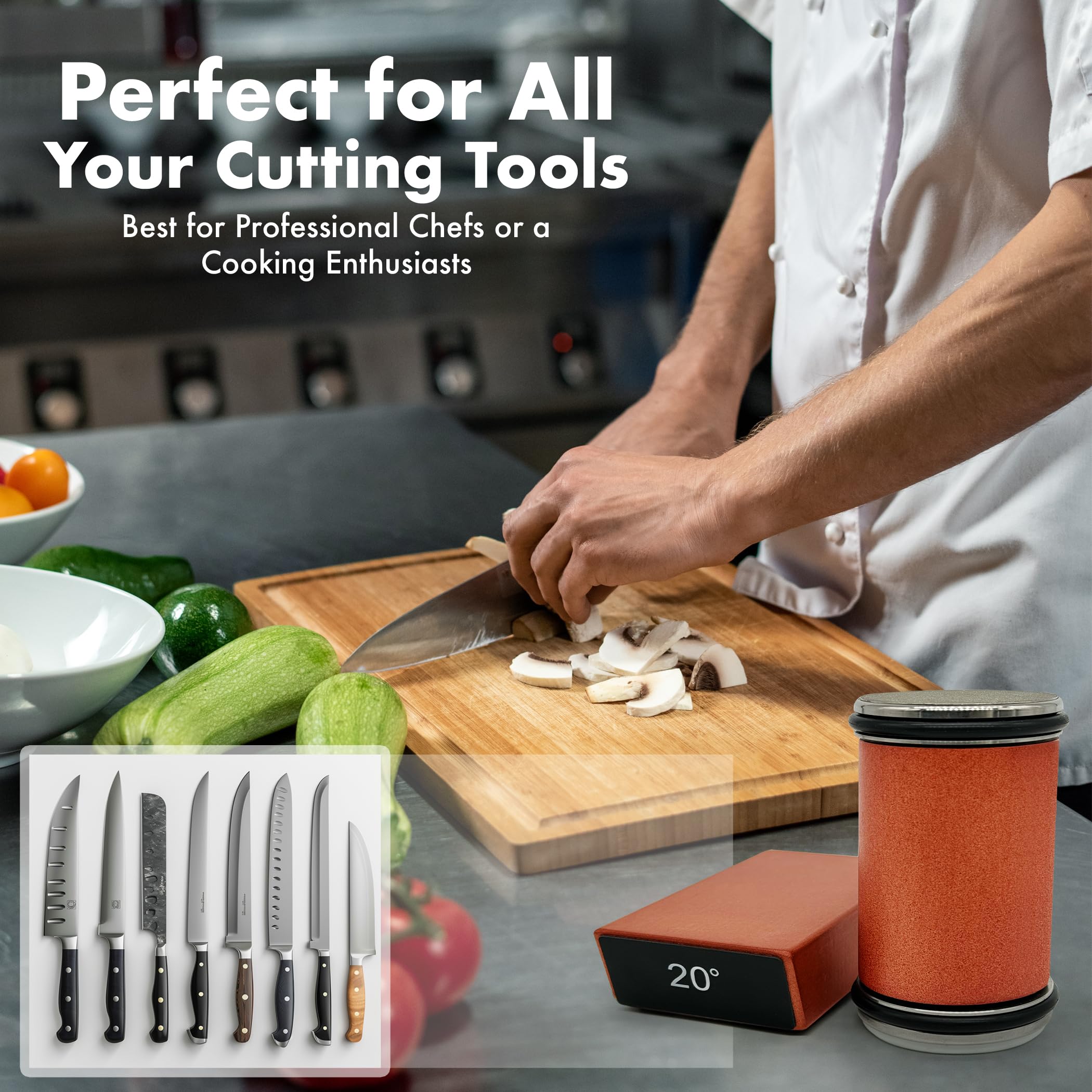 15/22 °   デュアルアングルナイフシャープナー、磁気 - Commercial Kitchen Knife Set review and price