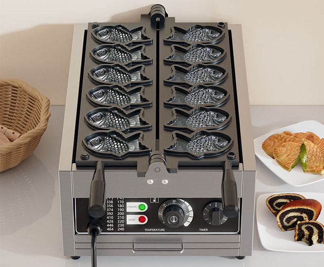 6個用電気ビッグフィッシュワッフルメーカー |   たい焼き - Waffle Maker Commercial review and price