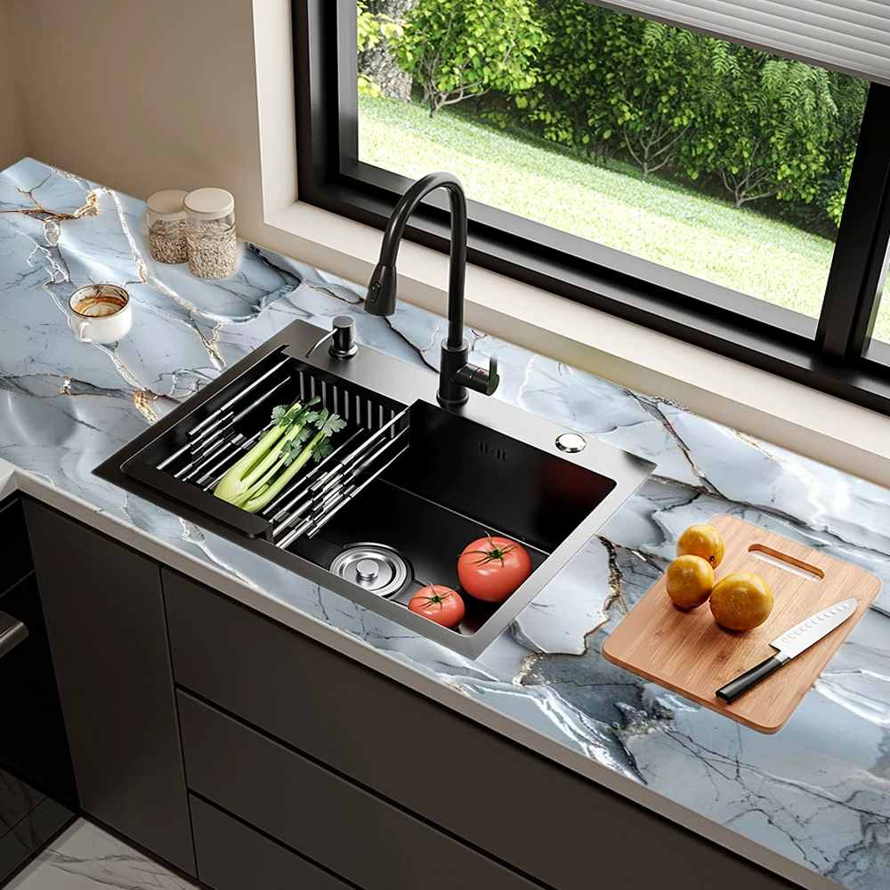 簡単に貼れる3Dゴールド御影石壁紙 – 防水、取り外し可能な - Commercial Kitchen Vinyl review and price