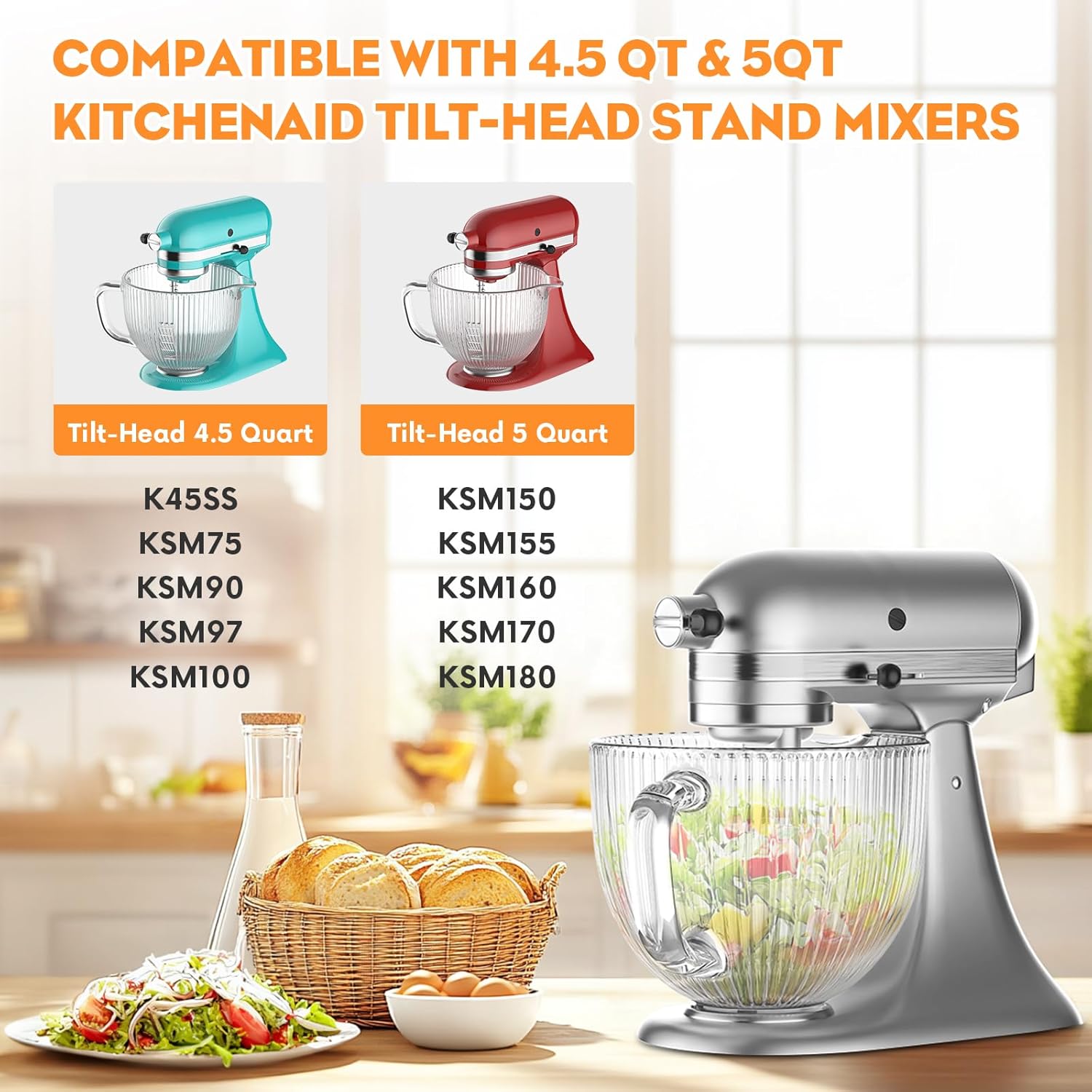 GVODE キッチンエイドミキサー用ガラスボウル、4.5-5 - Commercial Kitchenaid review and price