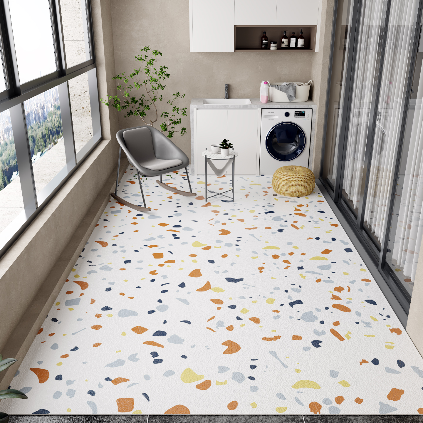 バルコニー用フロアマット PVCレザー 大型ラグ 洗濯用カー - Commercial Kitchen Vinyl review and price