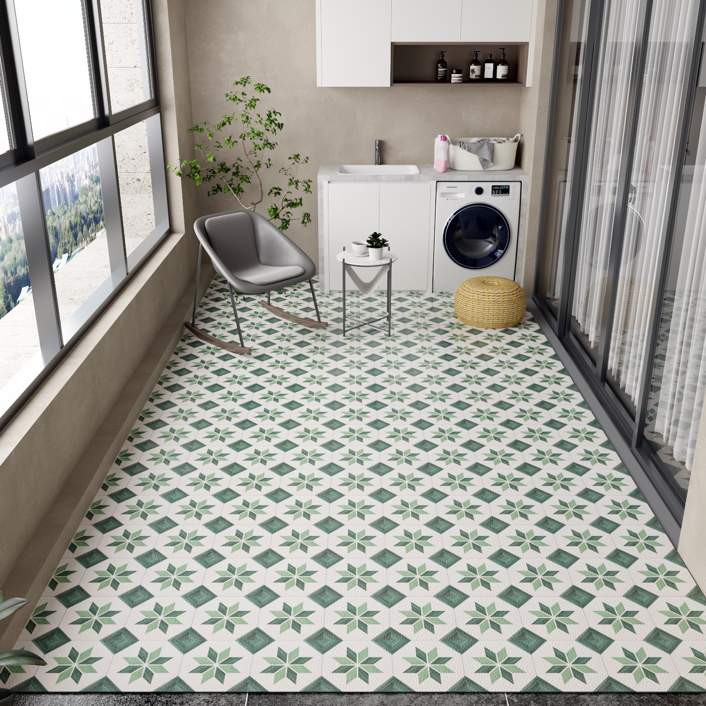 バルコニー用フロアマット PVCレザー 大型ラグ 洗濯用カー - Commercial Kitchen Vinyl review and price