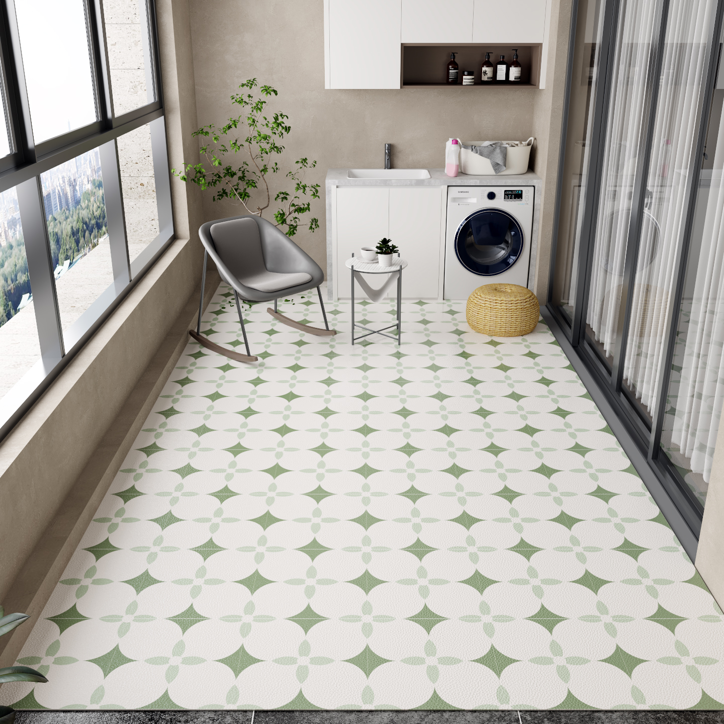 バルコニー用フロアマット PVCレザー 大型ラグ 洗濯用カー - Commercial Kitchen Vinyl review and price