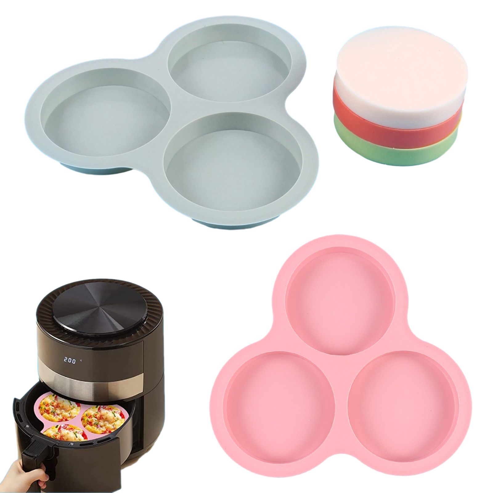 シリコンエアフライヤーモールド、3キャビティ、焦げ付き防止パ - Commercial Kitchen Pans review and price