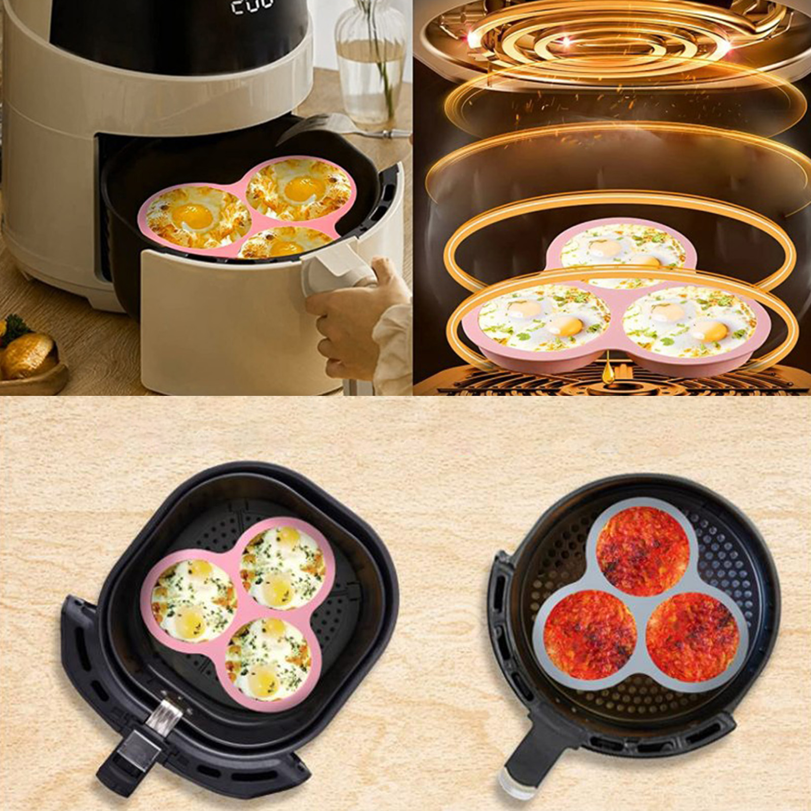 シリコンエアフライヤーモールド、3キャビティ、焦げ付き防止パ - Commercial Kitchen Pans review and price