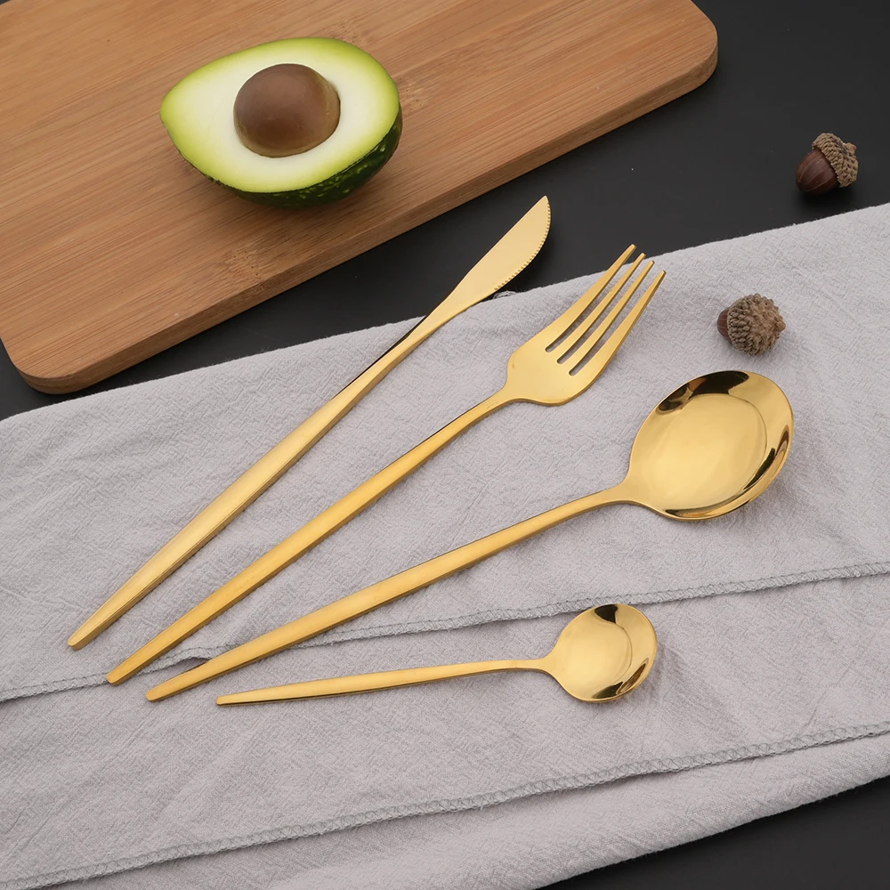 16 個グリーンゴールド食器ステンレス鋼カトラリーセットナイ - Commercial Kitchen Knife Set review and price