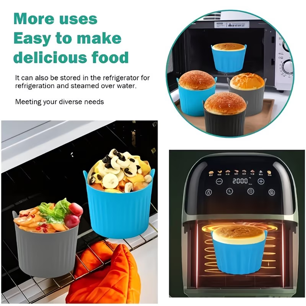 新しいエアフライヤーベーキングカップ、シリコン製ベーキングト - Commercial Kitchen Pans review and price