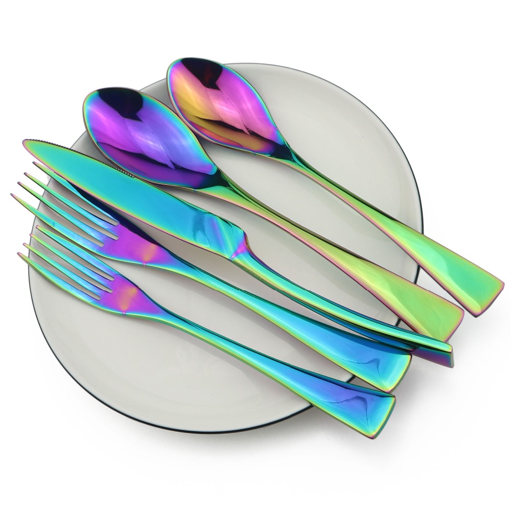1 個レインボー食器セットカラフルなミラー食器セットステンレ - Commercial Kitchen Knife Set review and price