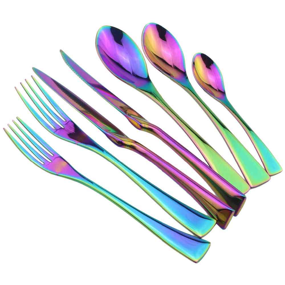 1 個レインボー食器セットカラフルなミラー食器セットステンレ - Commercial Kitchen Knife Set review and price