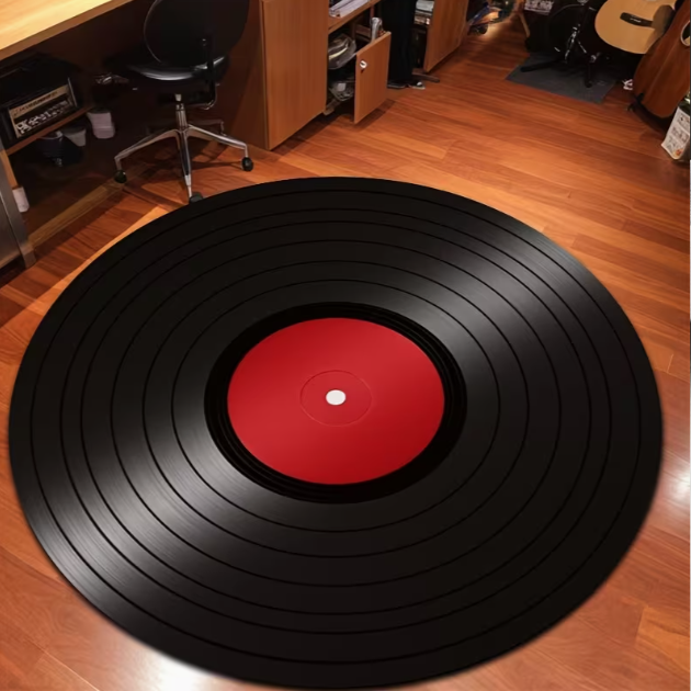 レトロビニールレコードパターンカーペット円形ホームデコレーシ - Commercial Kitchen Vinyl review and price