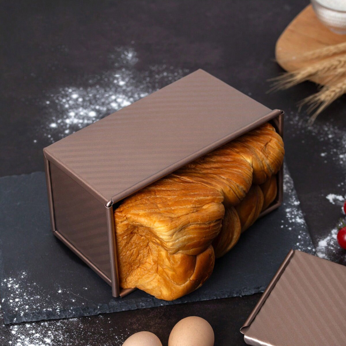 蓋付き金色のパン型1個 - ノンスティック、錆びない。 完璧 - Rotary Bakery Oven review and price