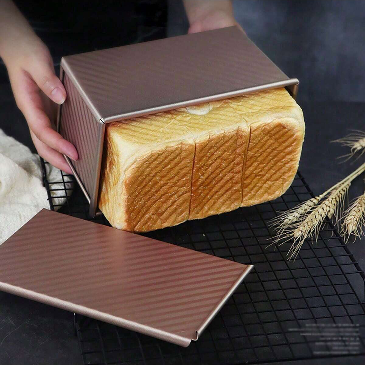 蓋付き金色のパン型1個 - ノンスティック、錆びない。 完璧 - Rotary Bakery Oven review and price