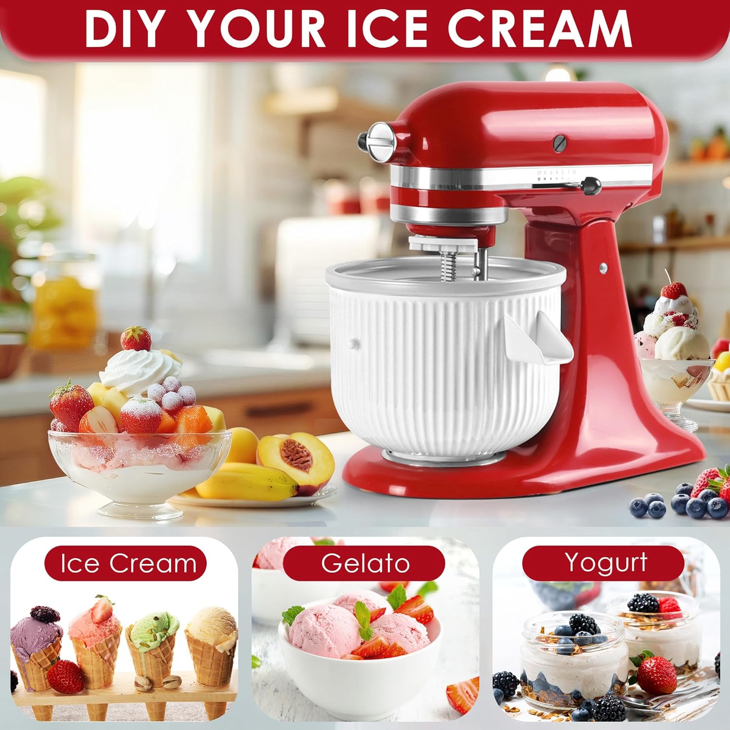 キッチンエイド スタンドミキサー用アイスクリームメーカーアタ - Commercial Kitchenaid review and price