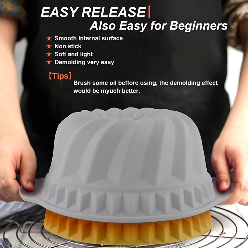 シリコン製溝付きケーキ型、ノンスティックキッチンオーブンベー - Rotary Bakery Oven review and price