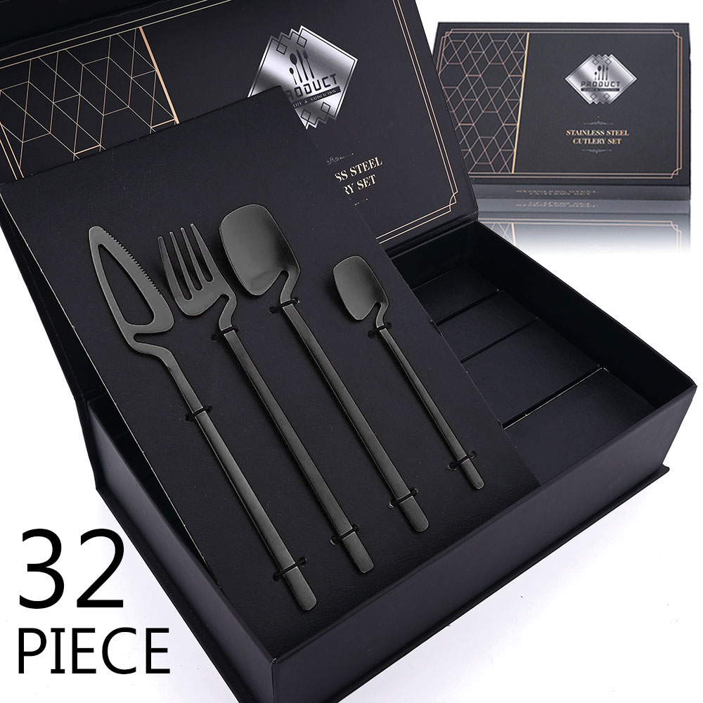 32 個ブラックマットカトラリーセット 304 ステンレス鋼 - Commercial Kitchen Knife Set review and price