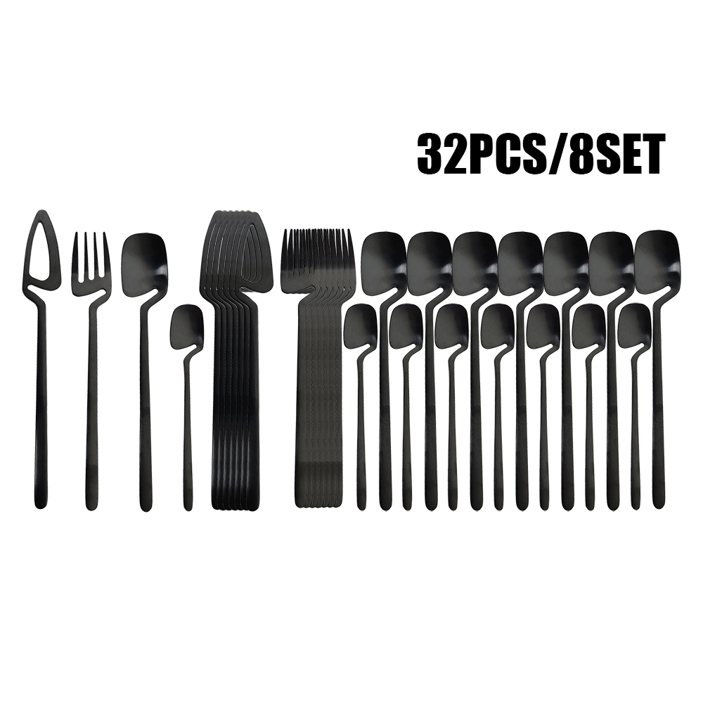 32 個ブラックマットカトラリーセット 304 ステンレス鋼 - Commercial Kitchen Knife Set review and price